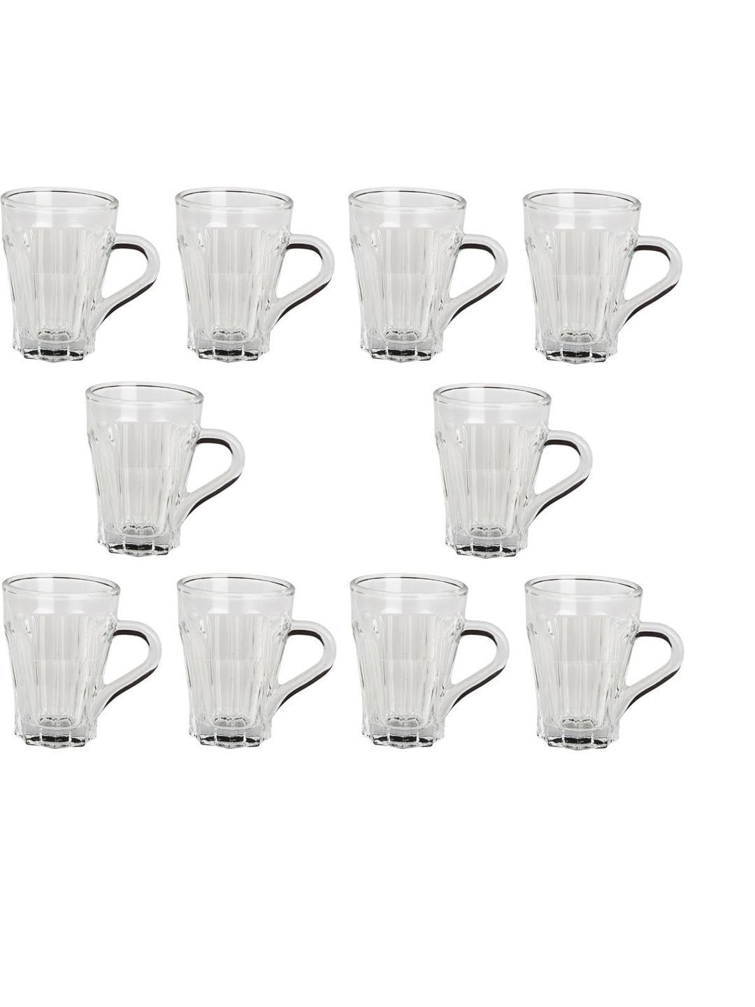 Somil Clear Glass Coffee & Tea Cup / Mug (100 Ml), Enjoy Your Drink in Style, 07 X 9.5 X 9.5 Cm, Pack of 10