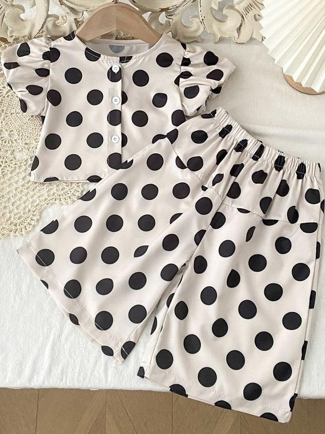 LULU & SKY Girls Polka Dot Printed Top & Wide Pants