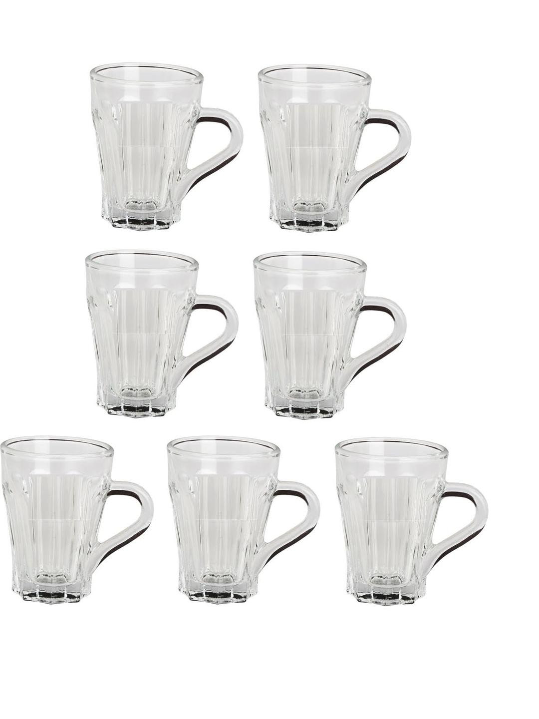 Somil Clear Glass Coffee & Tea Cup / Mug (100 Ml), Enjoy Your Drink in Style, 7 X 9.5 X 9.5 Cm, Pack of 7