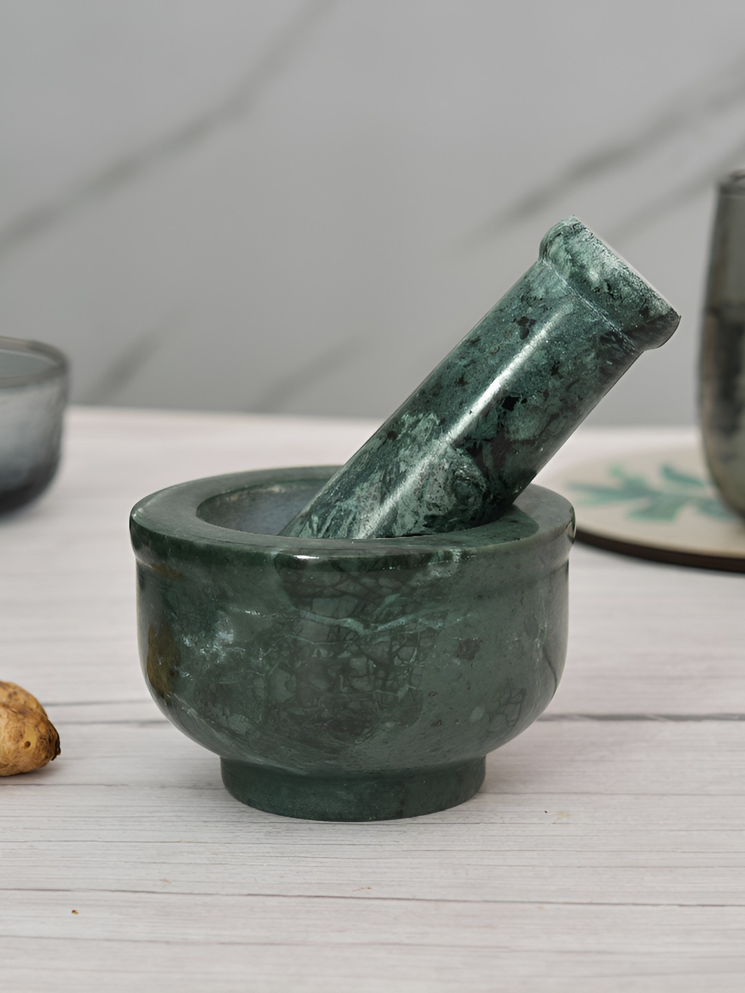 Myntra Elegant Homes Green 2025 Marble Mortar and Pestle