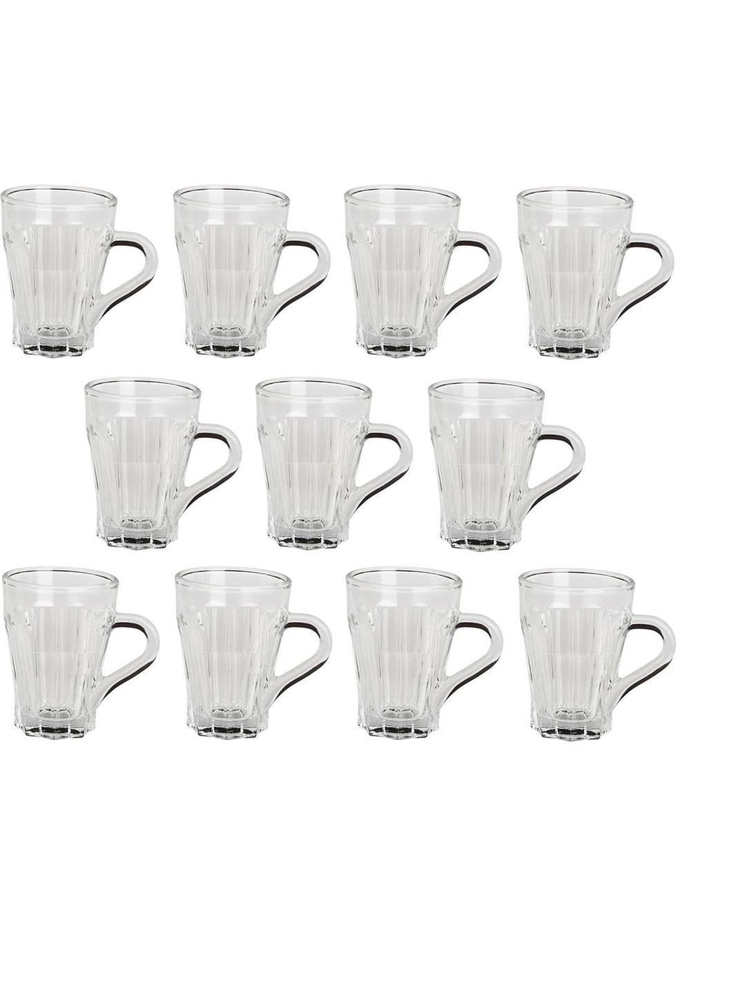 Somil Clear Glass Coffee & Tea Cup / Mug (100 Ml), Enjoy Your Drink in Style, 17 X 9.5 X 9.5 Cm, Pack of 11