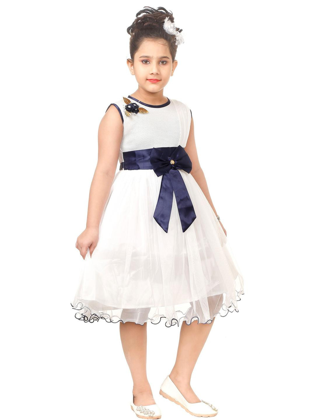 WILD EMPIRE White Fit & Flare With Bow Dress