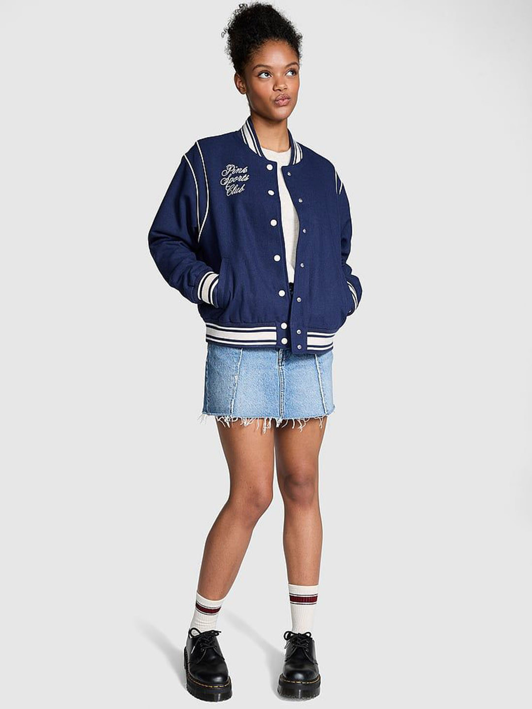 Victoria's Secret Stand Collar Crop Varsity Jacket