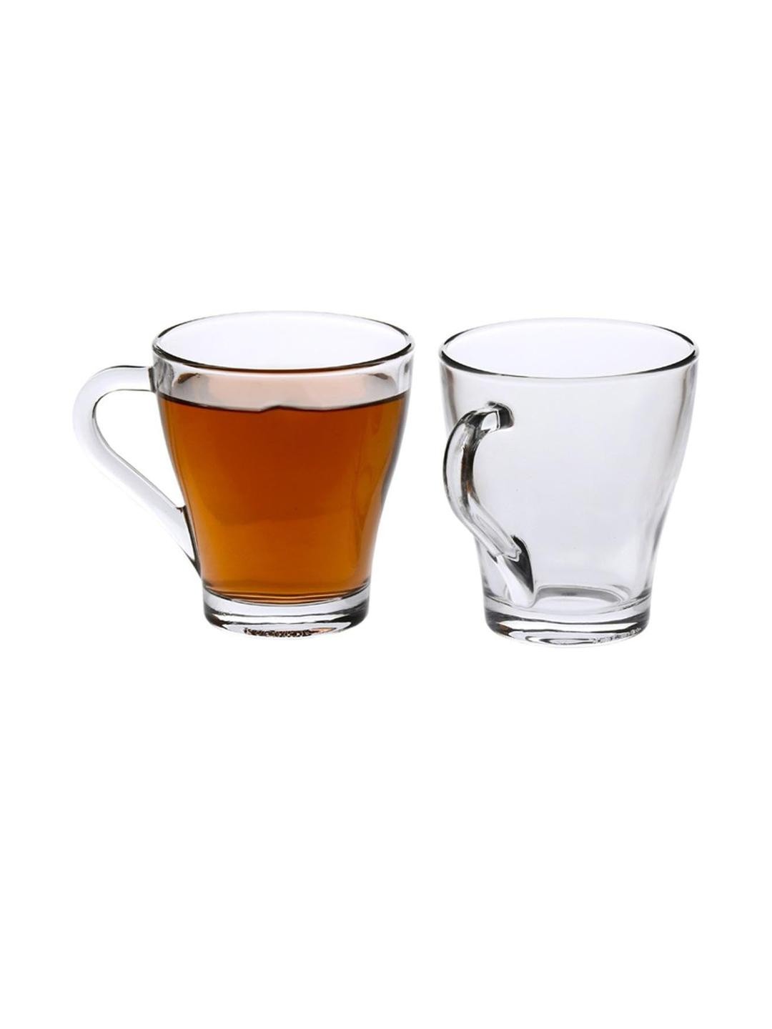 SOMIL Set of 2 Transparent & White Glass Transparent Cups Set