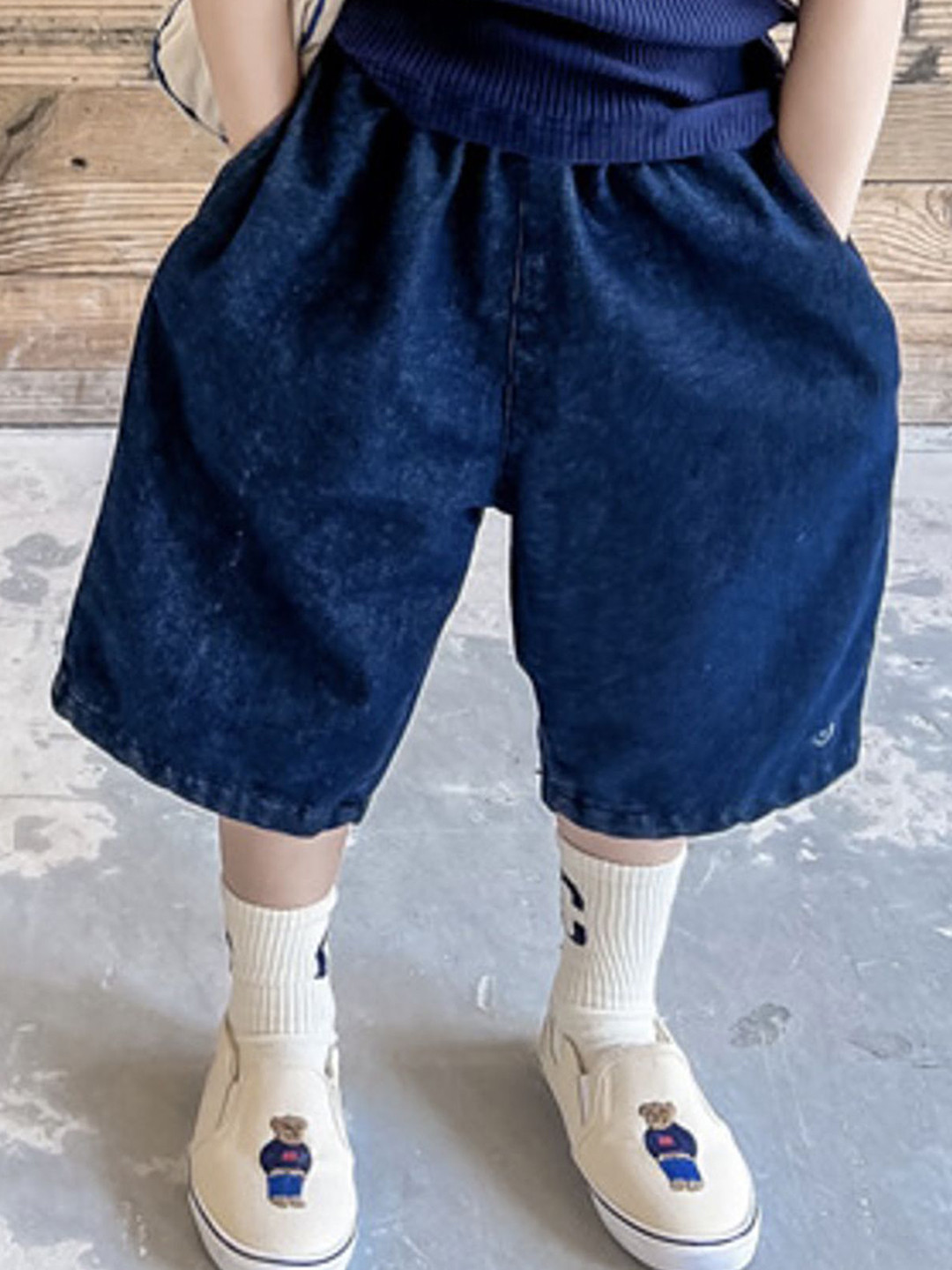 LULU & SKY Kids Loose Fit Pull-on Denim Bermuda Shorts