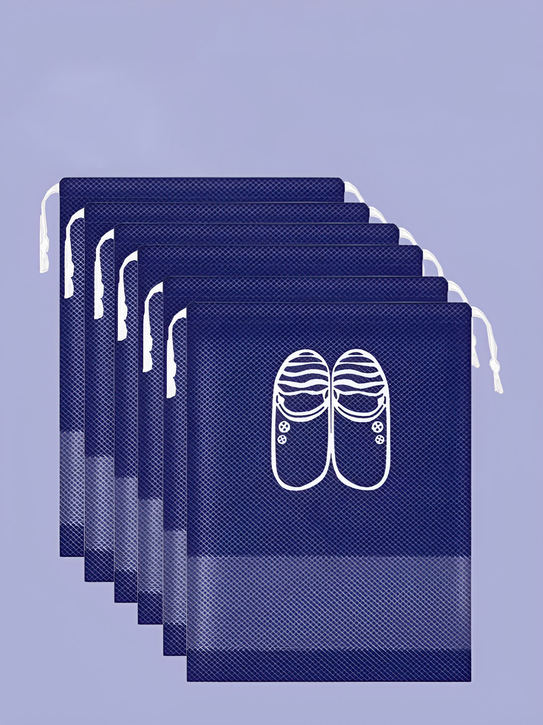Ajabh Blue Set Of 6 Non-Woven Travel Shoe Storage Bags Cover