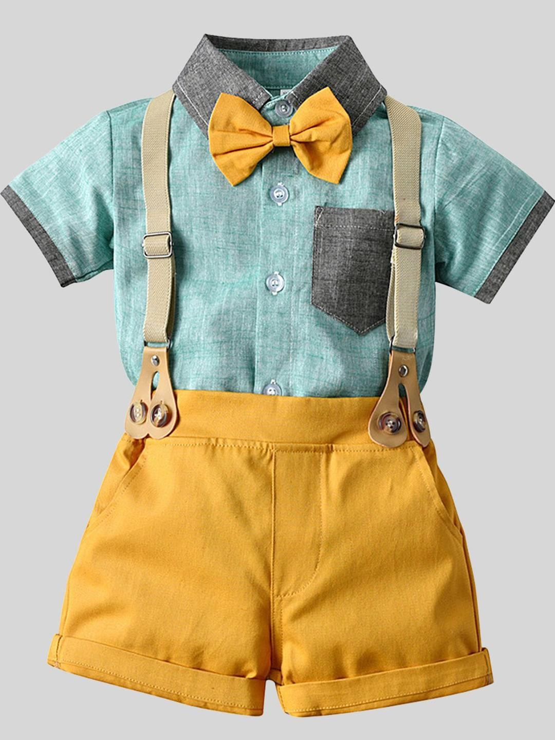 LULU & SKY Boys Pure Cotton Shirt With Suspender Shorts