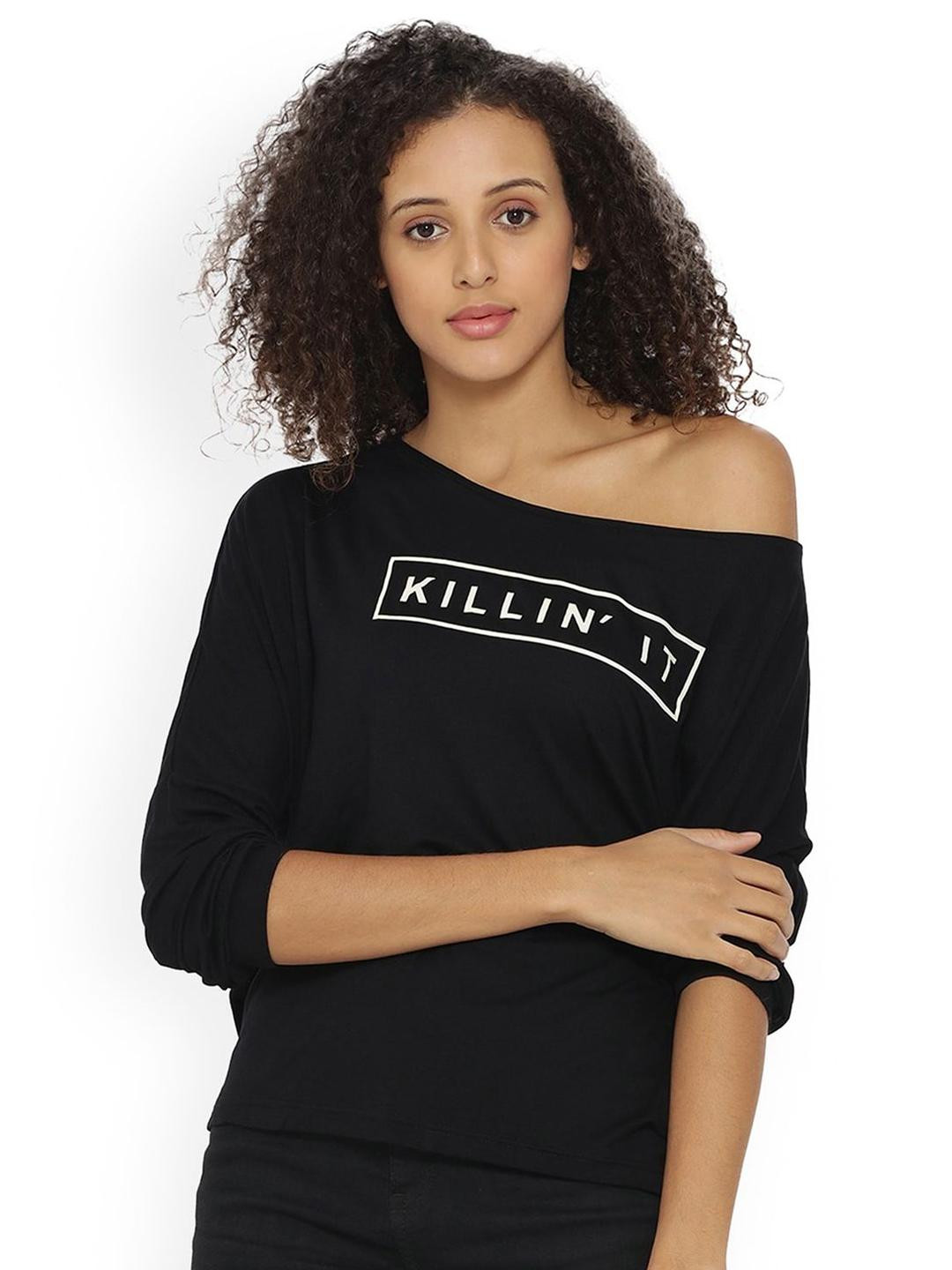 PINACOLADA Women Typography Printed One Shoulder Top