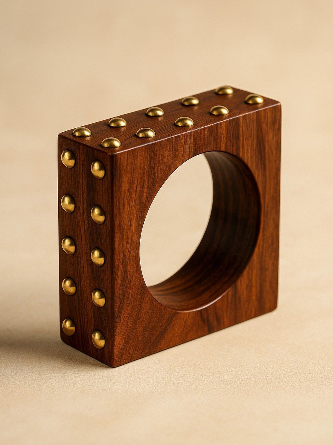 ATIBELLE Square-Shaped & Round Stone Studded Bangle