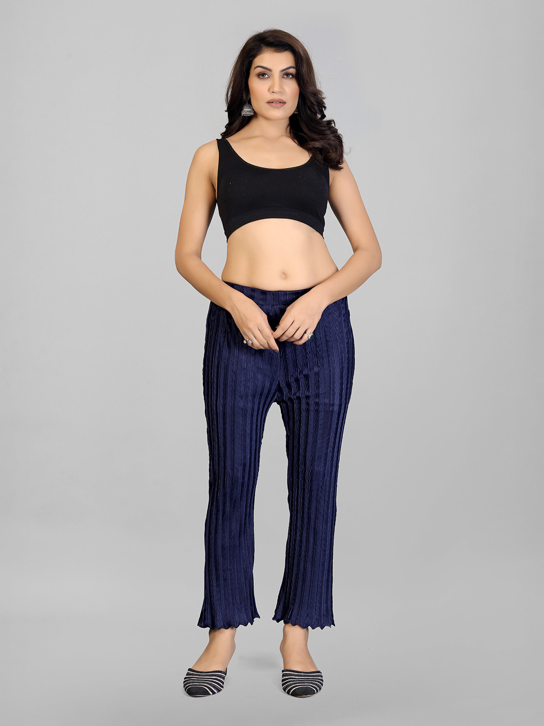 QOSHA Women Accodion Pleats Ethnic Palazzos