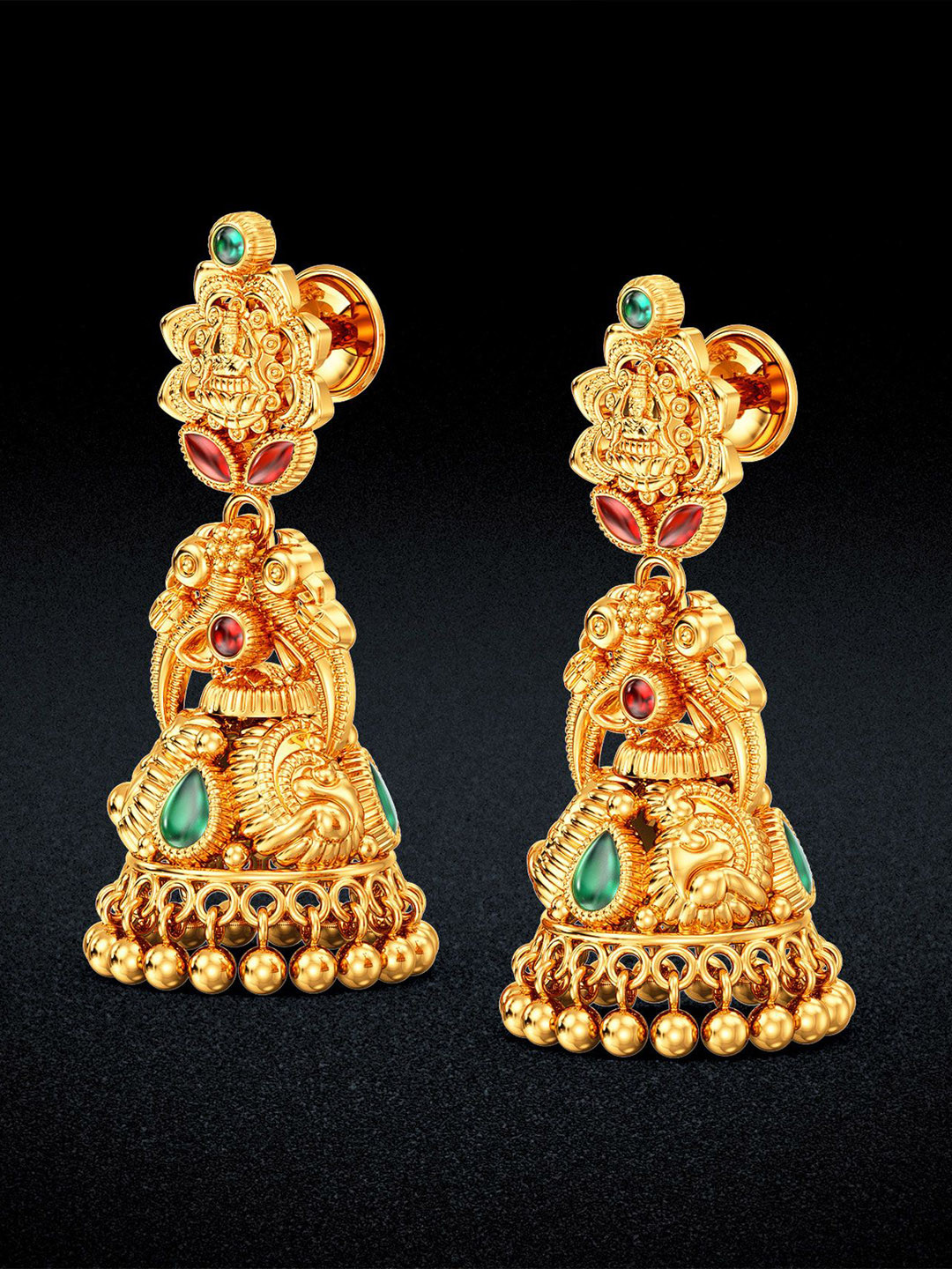 Joyalukkas Sacred Paisley Lakshmi Gold Jhumkas- 8.68 gms