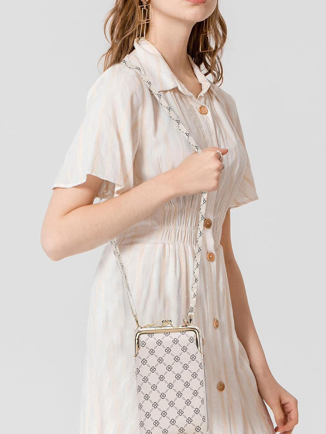 MOMISY Geometric Printed Half Moon Shoulder Bag With Tasselled