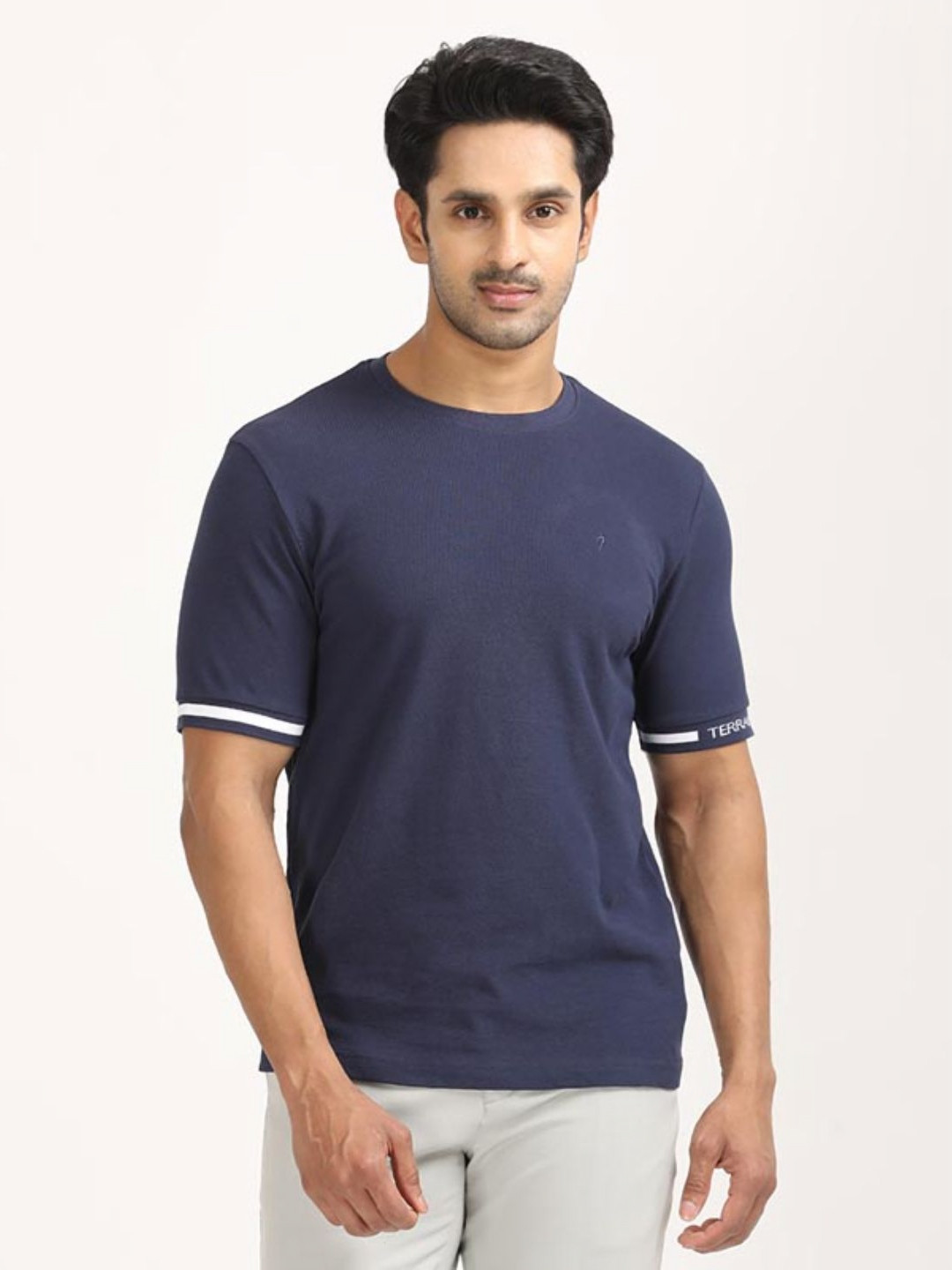 Indian Terrain Round Neck Short Sleeves Pure Cotton Regular Fit T-Shirt