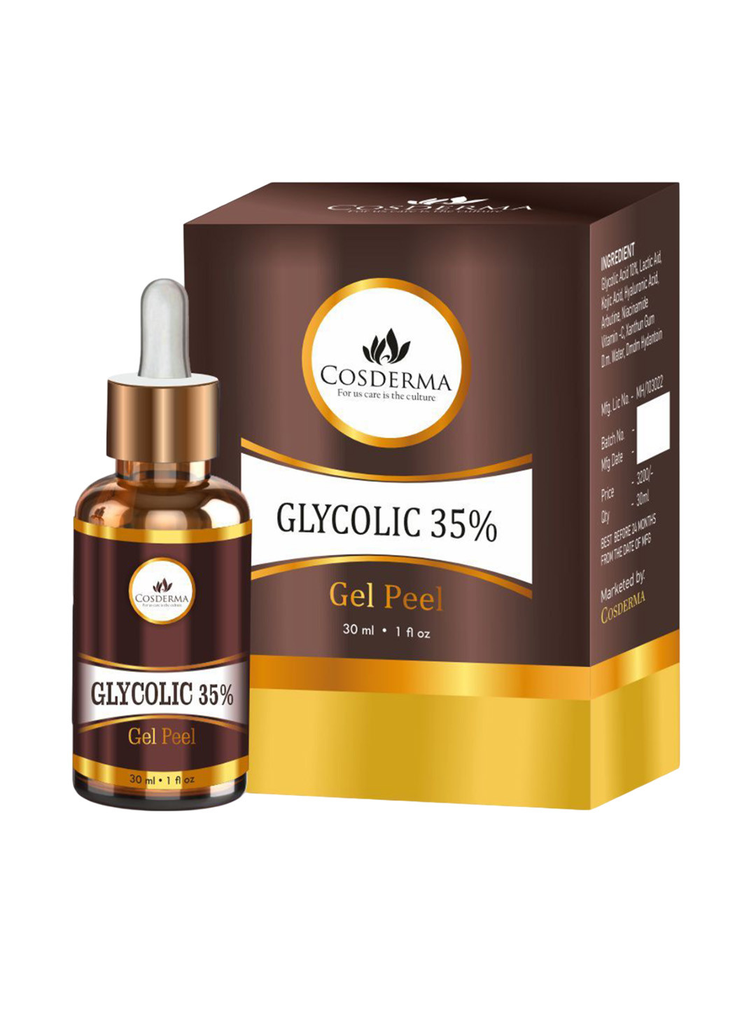 COSDERMA Glycolic 35% Gel Peel With Tea Tree Extract - 30 ml