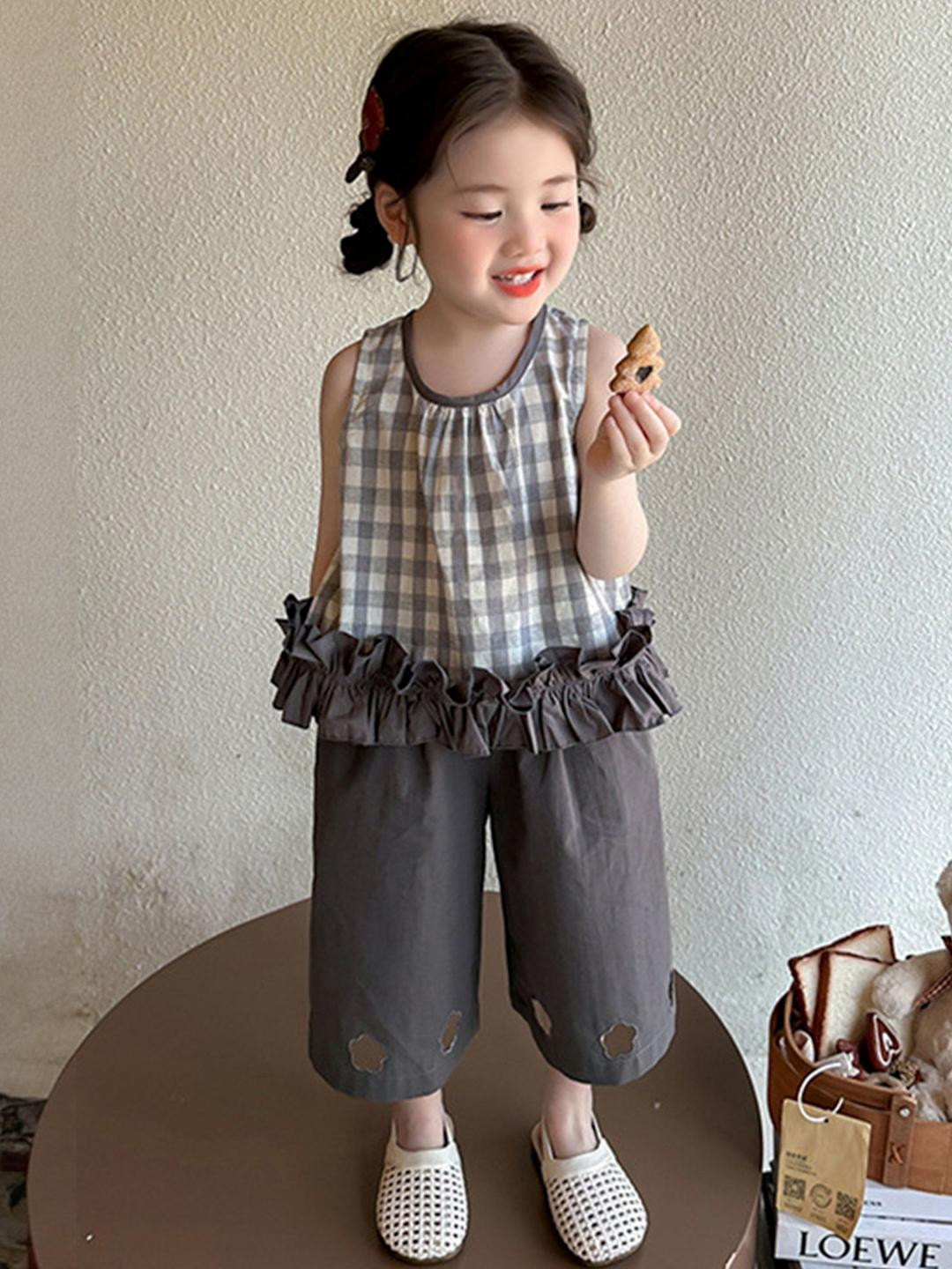 LULU & SKY Kids Checked Top With Palazzos
