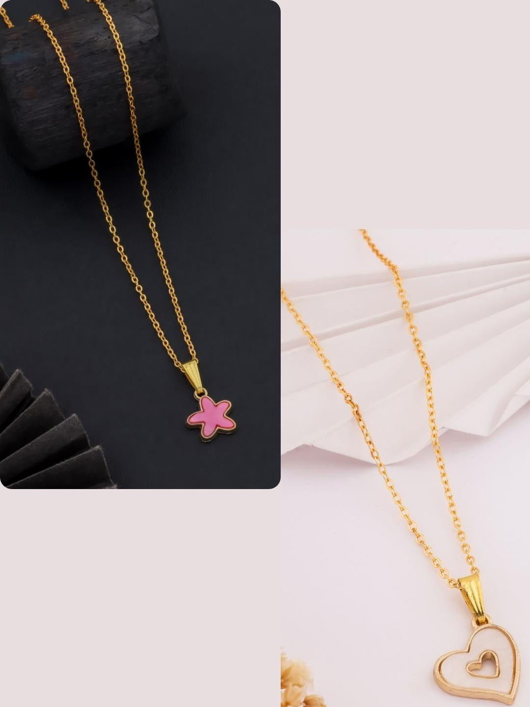 DressBerry Set of 2 Gold-Plated Charms Necklace