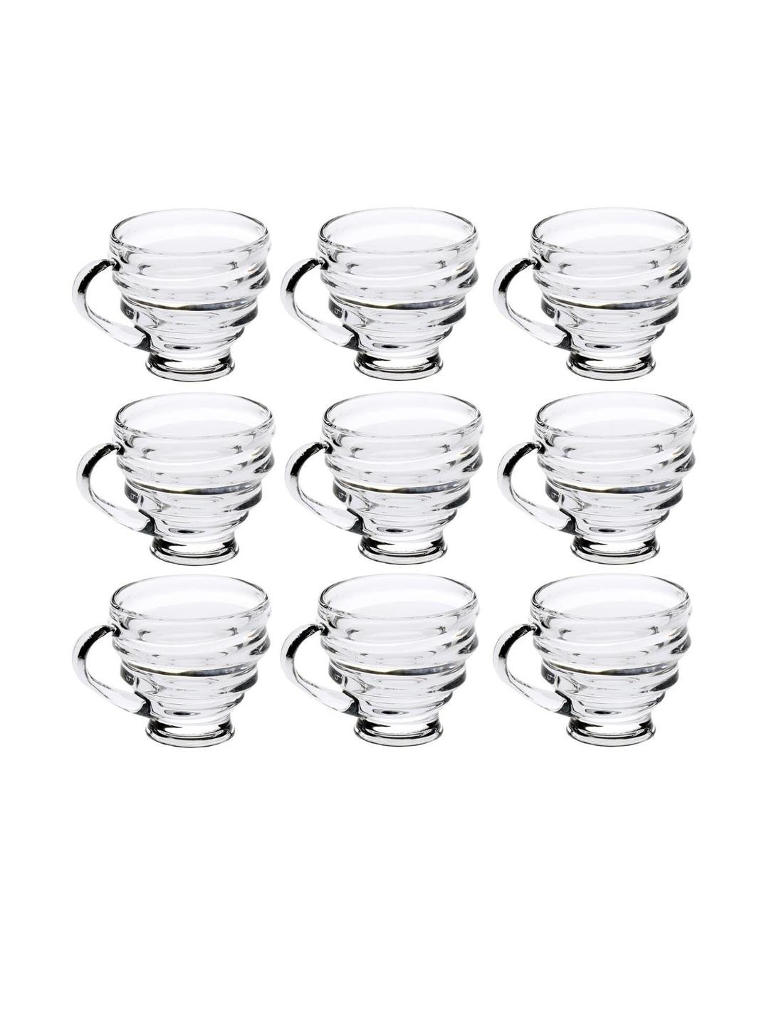 Somil Clear Glass Coffee & Tea Cup / Mug (150 Ml), Enjoy Your Drink in Style, 8.5 X 11 X 8 Cm, Pack of 9