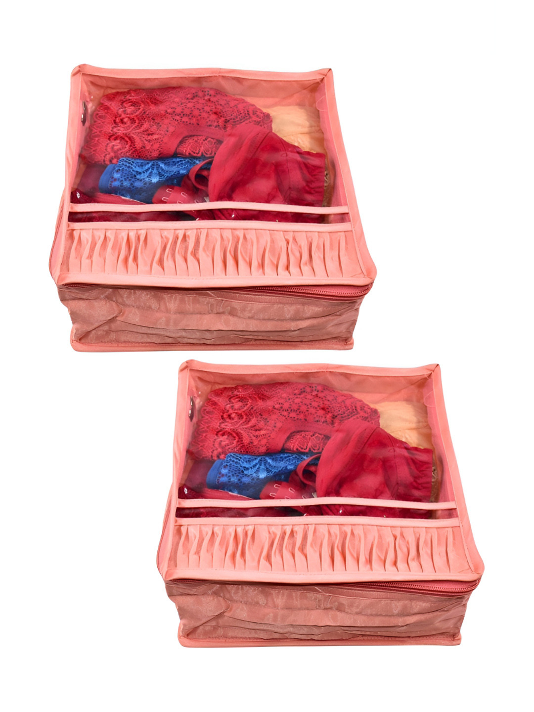 Ajabh Peach-Coloured 2 Pieces Water Resistant Undergarment Satin Cloth Organisers