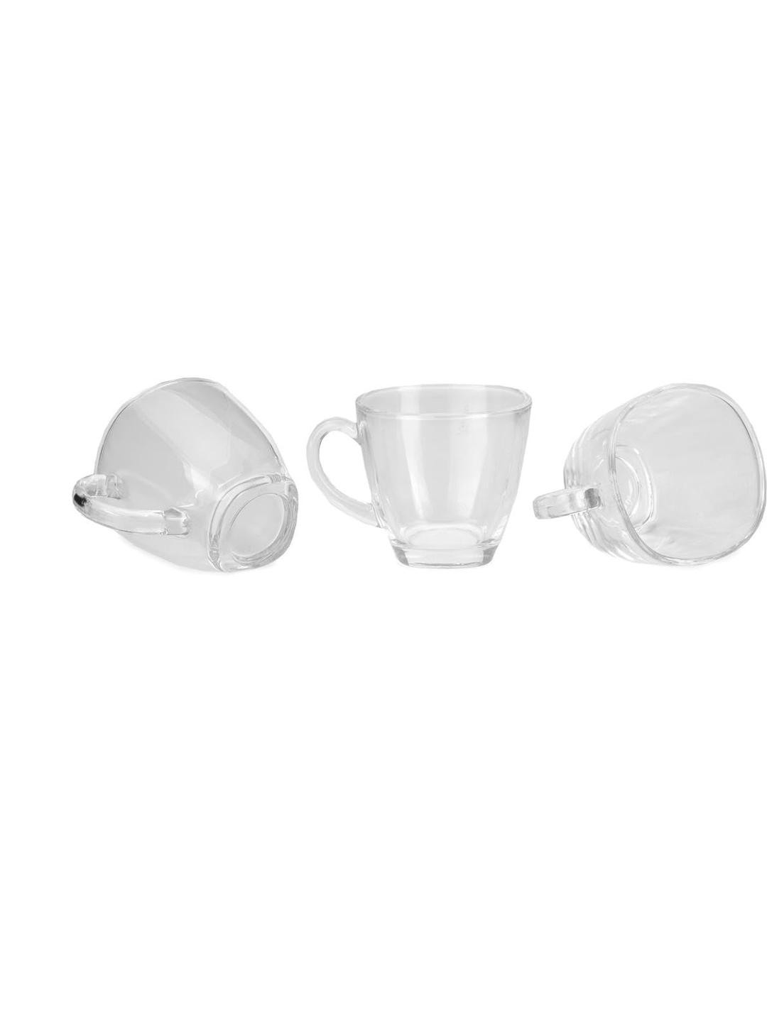 Somil Clear Glass Coffee & Tea Cup / Mug, Enjoy Your Drink in Style, Pack of 3, 100 Ml, 6.7 X 9 X 6.5 CM