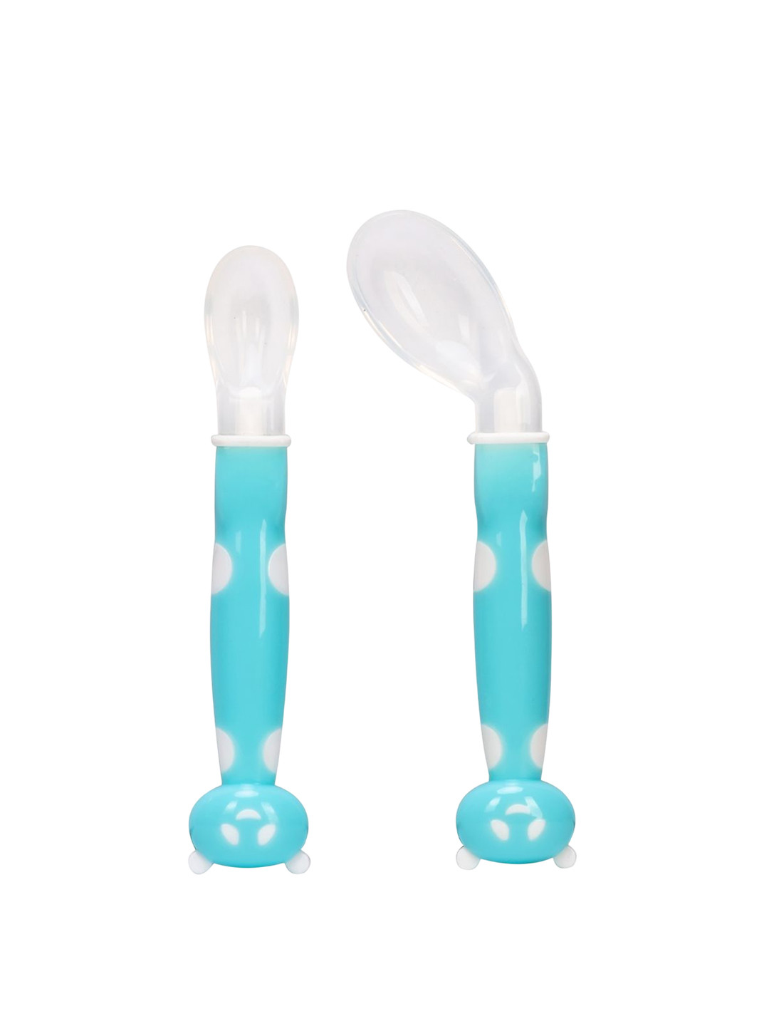 Adore Kids 2Pcs White & Blue Printed Silicone Feeding Spoons