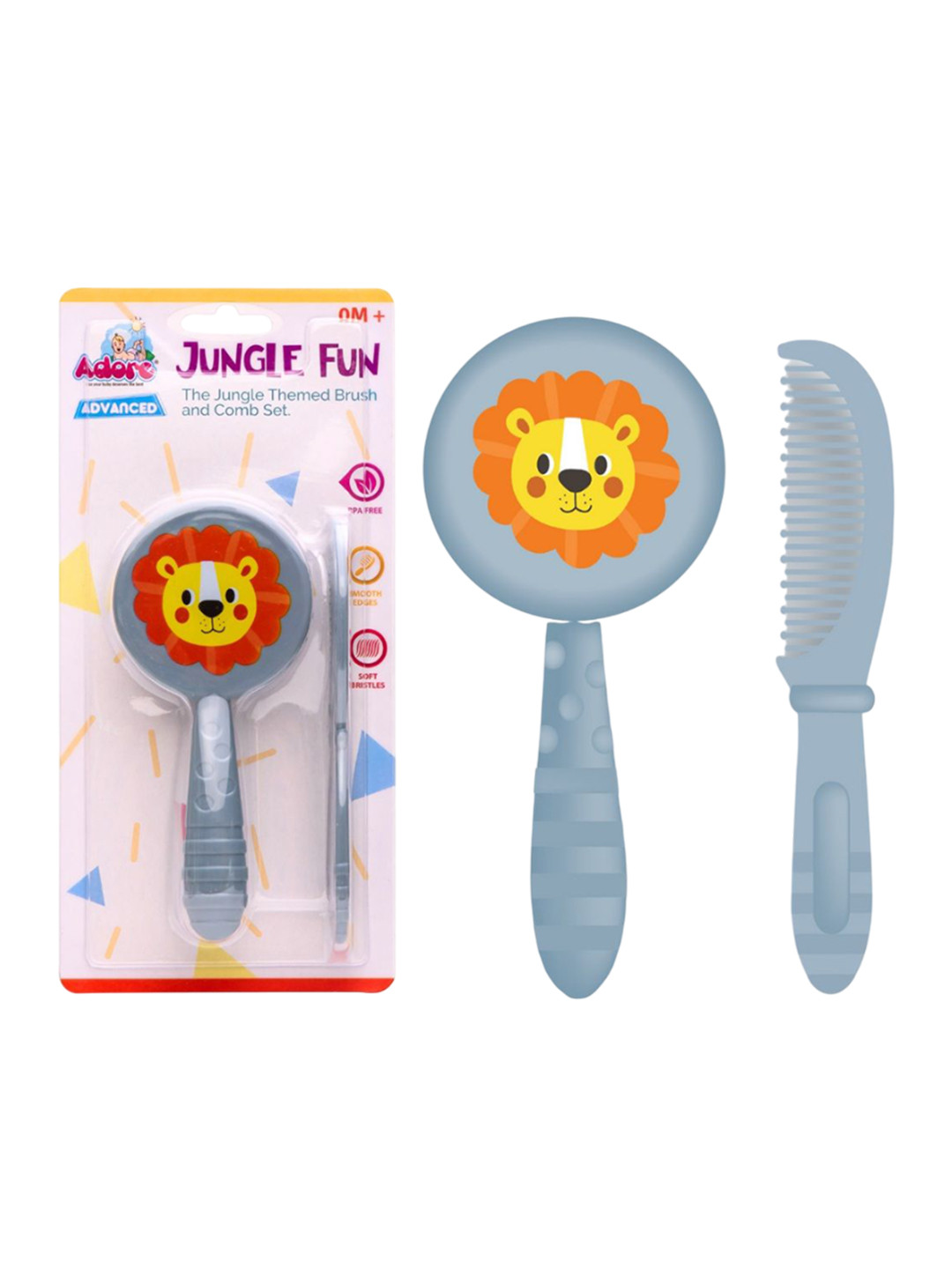 Adore Set Of 2 Jungle Fun Baby Brush & Comb - Blue
