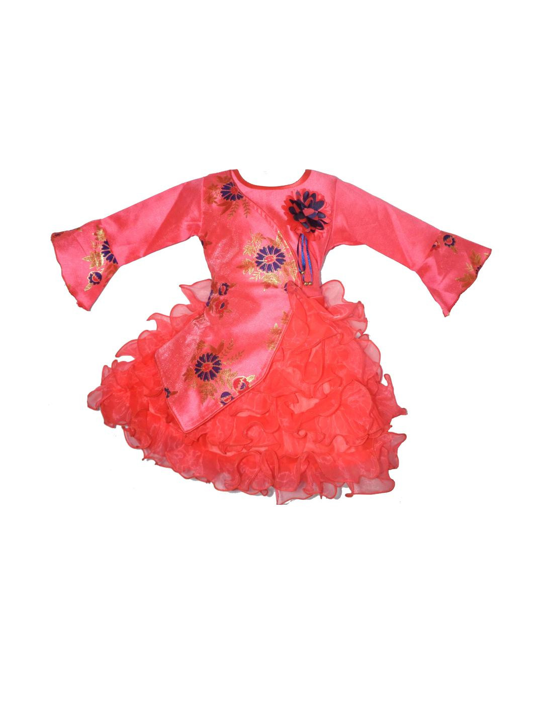 Samjho Fashion Red Ruffled Fit & Flare Dress