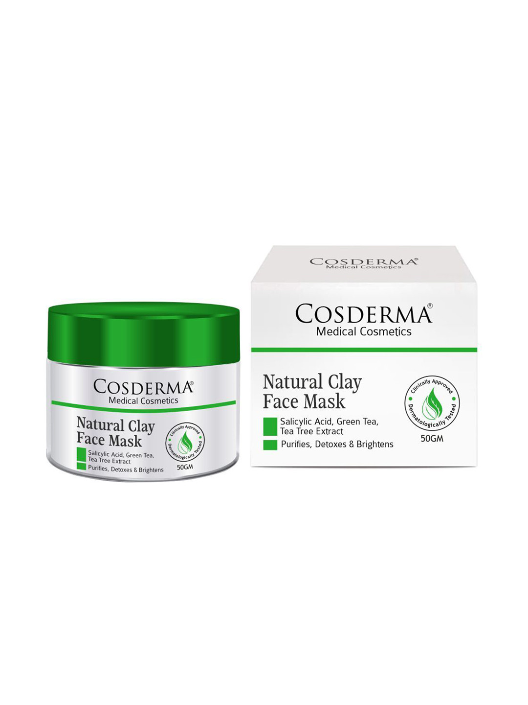 COSDERMA Natural Clay Acne Face Mask With Salicylic Acid - 50 g