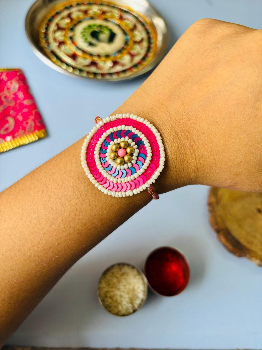 Tipsy closet Beaded Thread Wraparound Rakhi