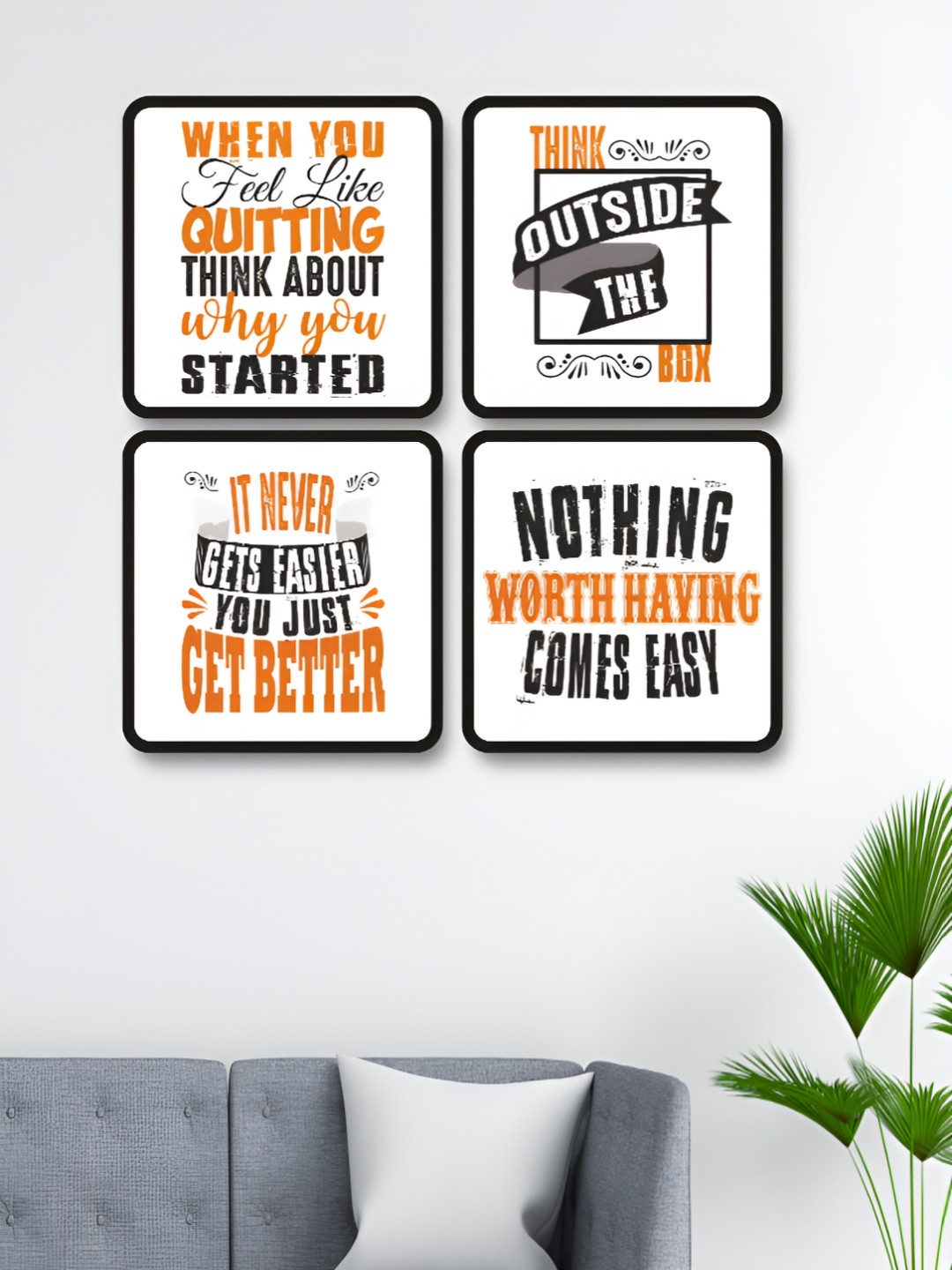 Livin'luxe White & Brown 4 Pieces Motivational Typography Wall Arts