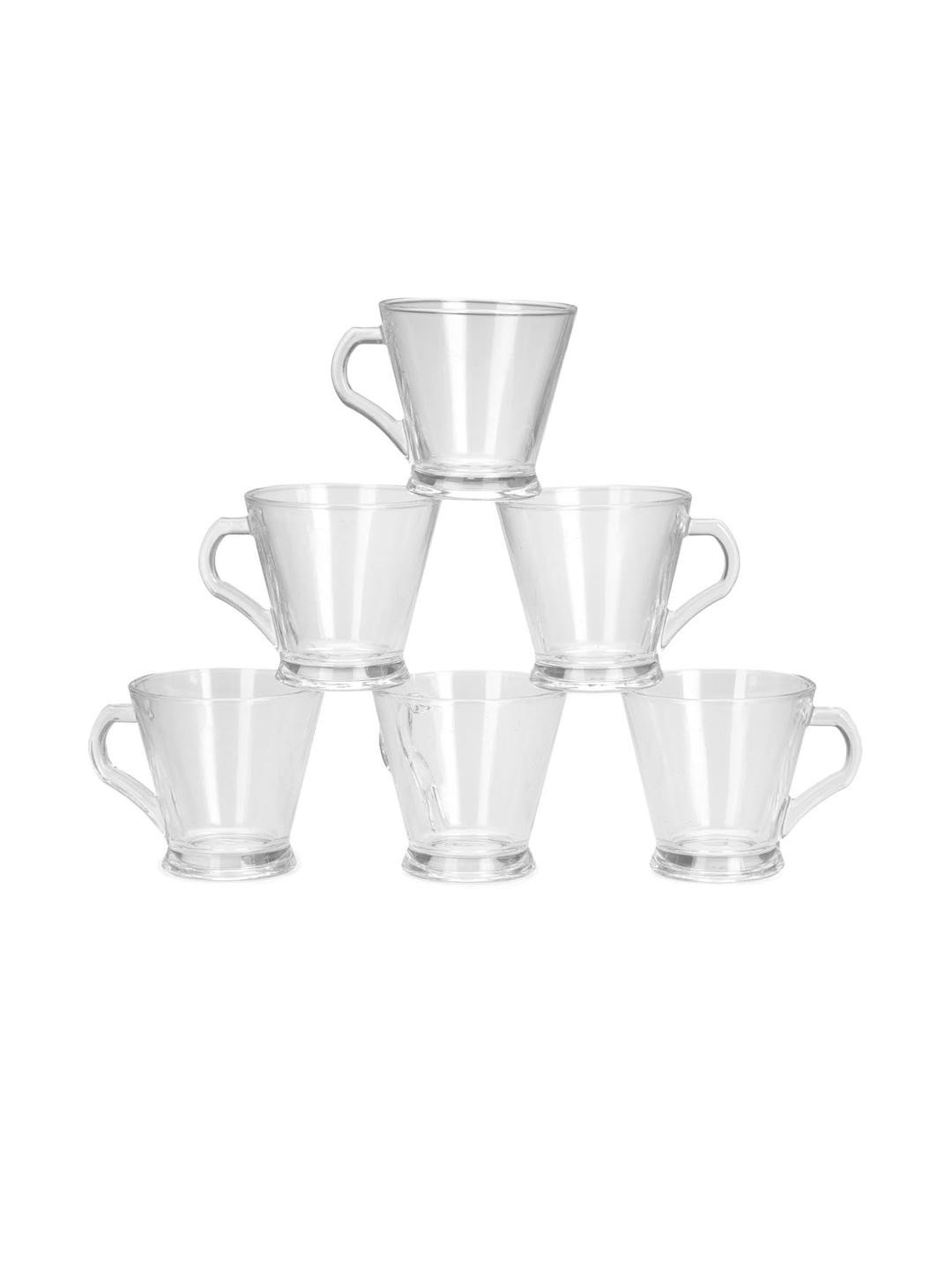 Somil Clear Glass Coffee & Tea Cup / Mug, Enjoy Your Drink in Style, Pack of 6, 150 Ml, 8.3 X 10.2 X 8 CM