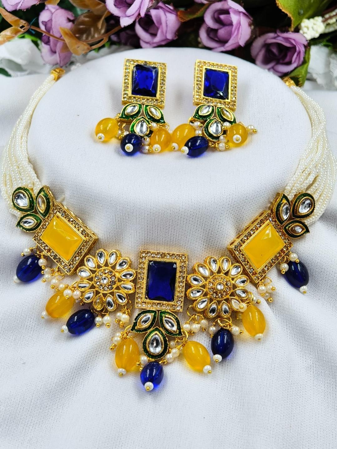 eeooaa Women Yellow Jewellery Set