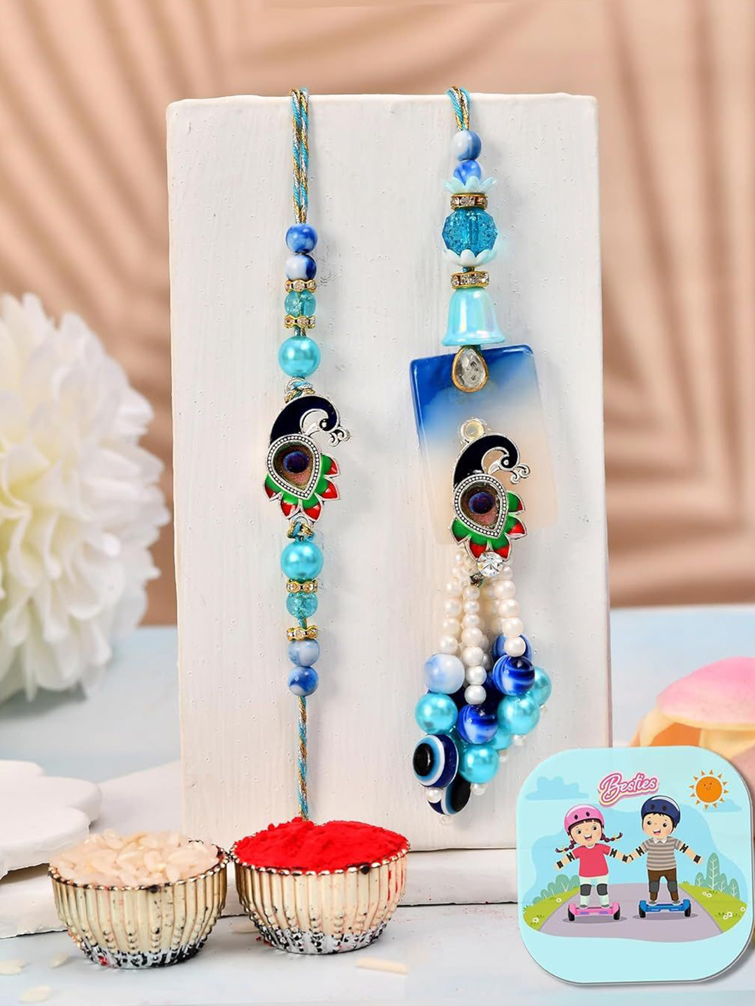 Sangria Bhaiya Bhabhi Rakhi With Tilak Greeting Card & Fridge Magnet