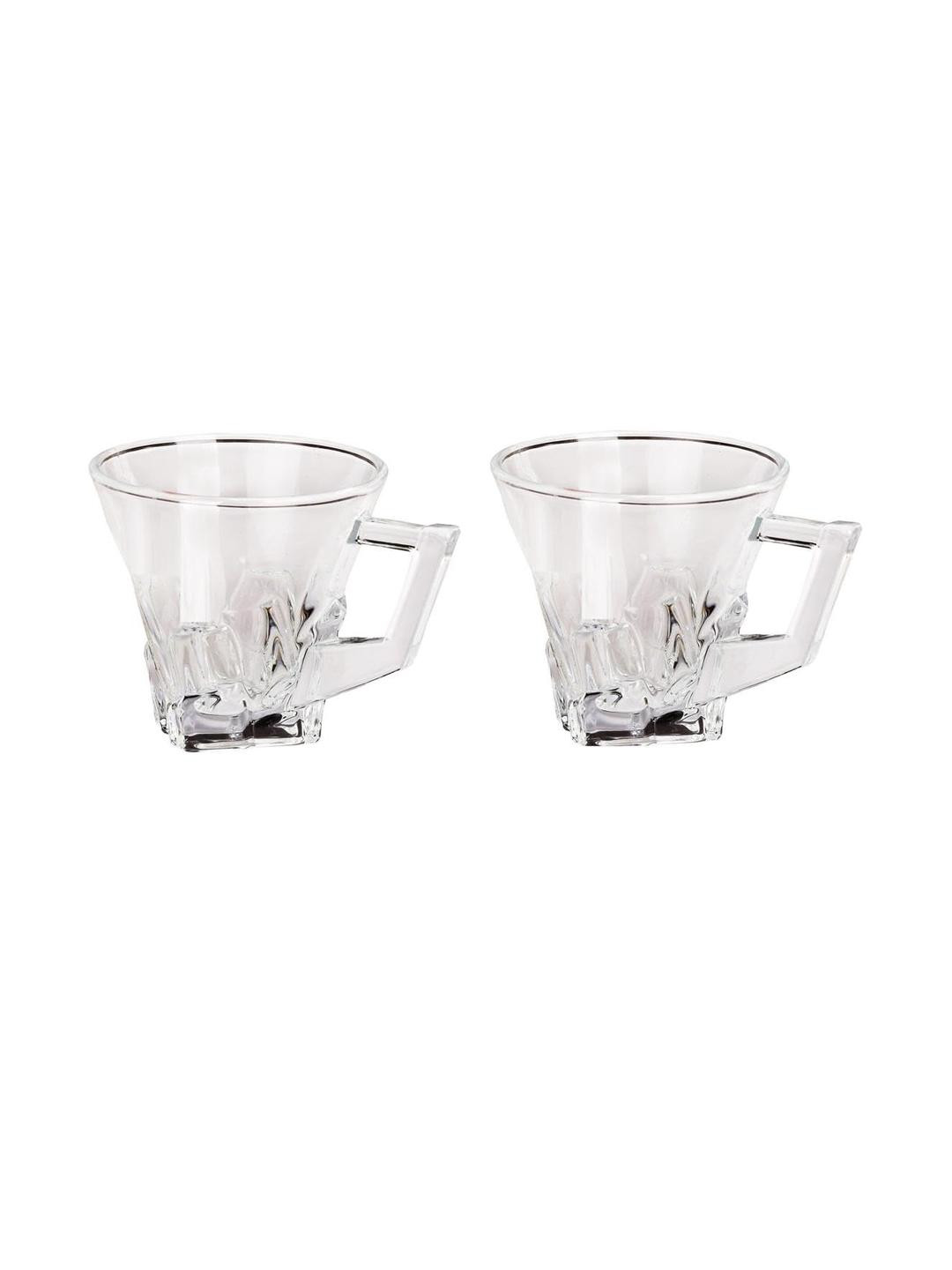 Somil Clear Glass Coffee & Tea Cup / Mug (100 Ml), Enjoy Your Drink in Style, 8.2 X 11 X 8 Cm, Pack of 2