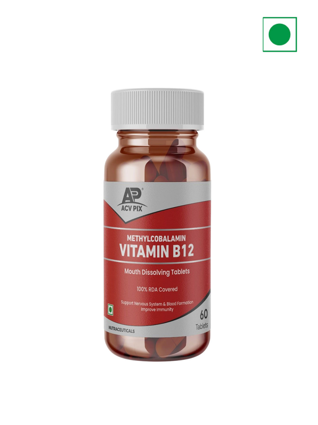 ACV-PIX Methylcobalamin Vitamin B12 Tablets (Mango Flavour) - 60 Capsules