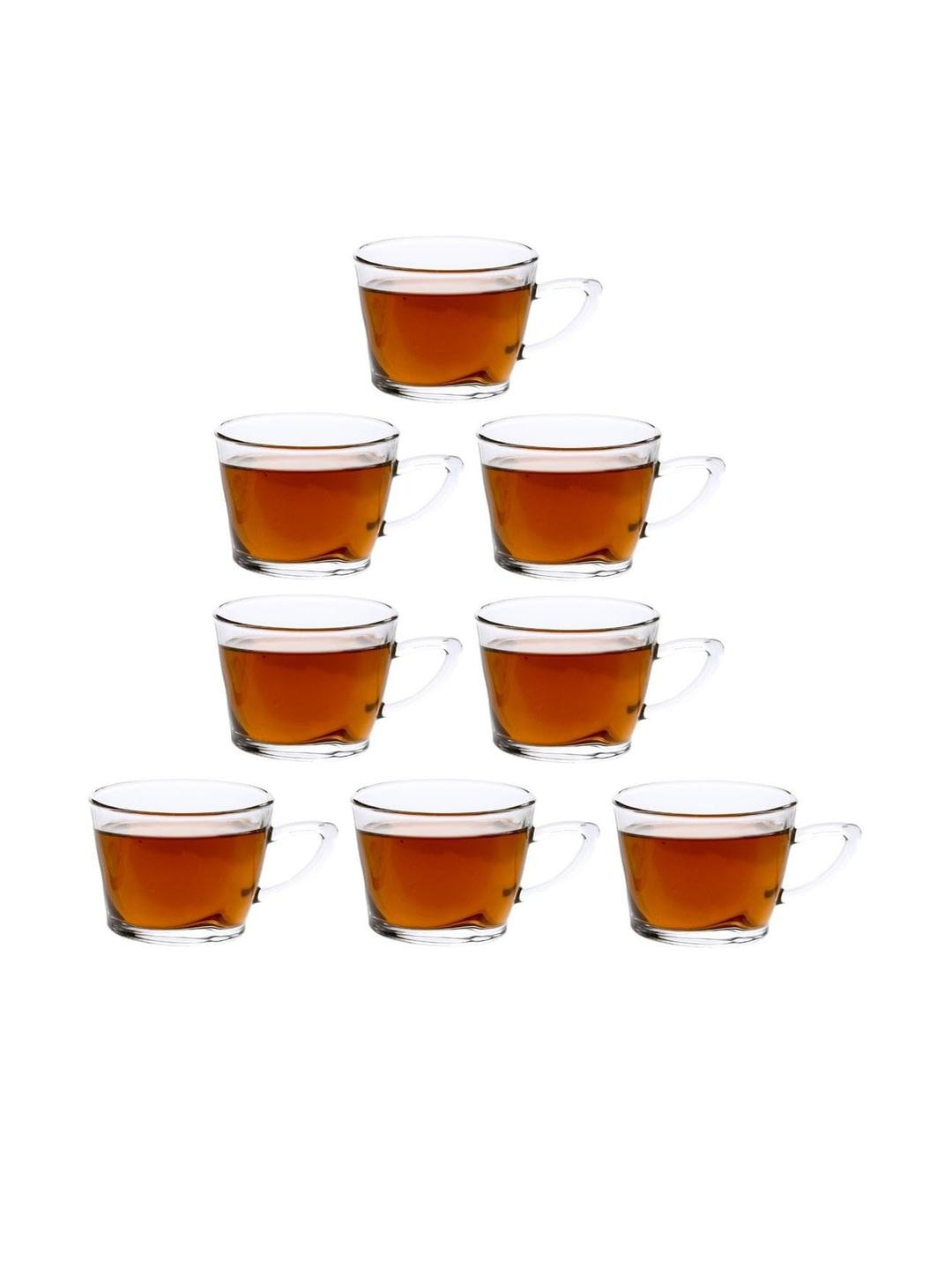 Somil Clear Glass Coffee & Tea Cup / Mug (170 Ml), Enjoy Your Drink in Style, 8.5 X 11.5 X 6.7 Cm, Pack of 8
