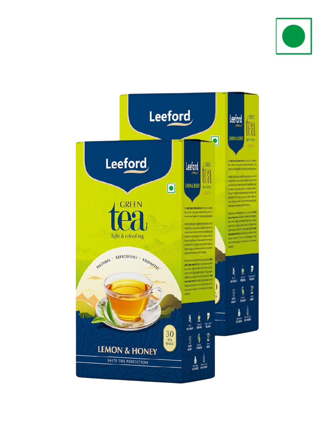 Leeford Pack of 2 Lemon & Honey Green Tea for Immunity & Metabolism - 30 Teabags