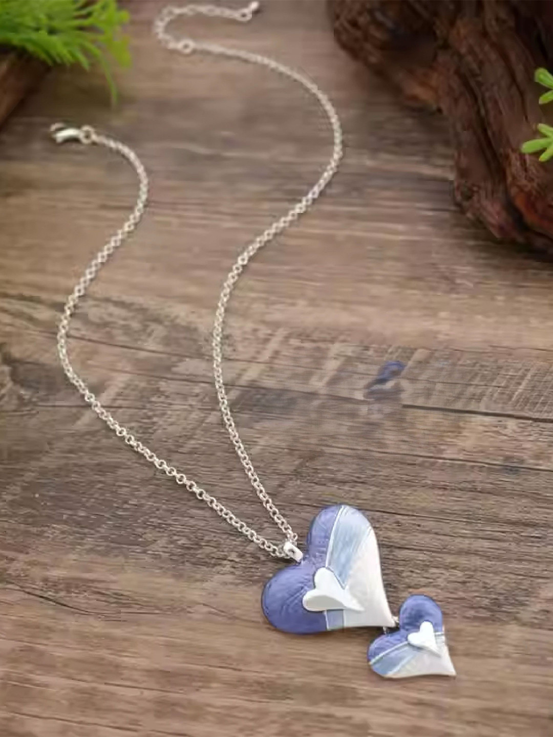 DKane Designs Silver-Plated Twin Hearts Pendant With Chain