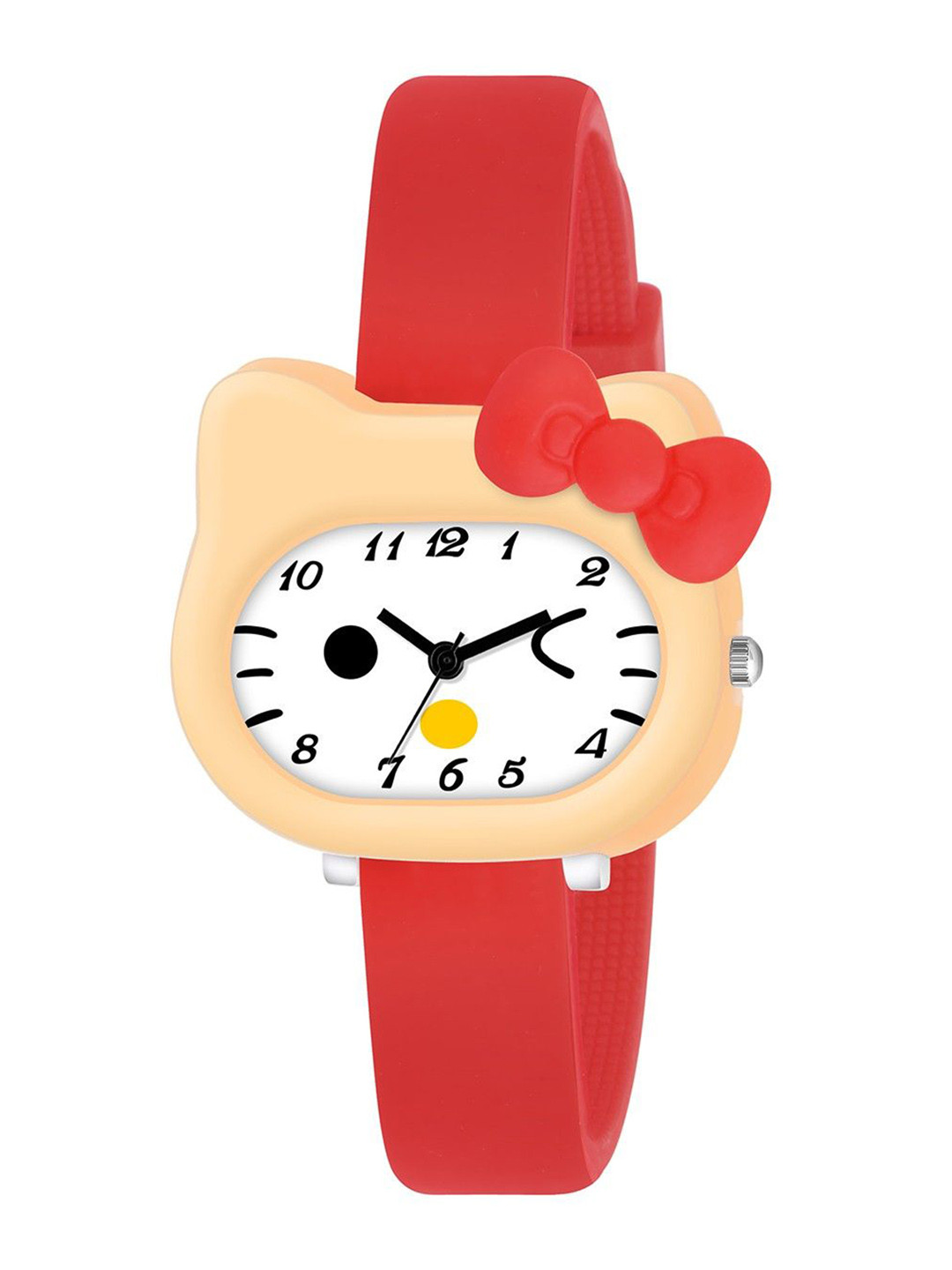 ON TIME OCTUS Girls Printed Dial & Straps Kitty Analogue Watch KD-012 RED