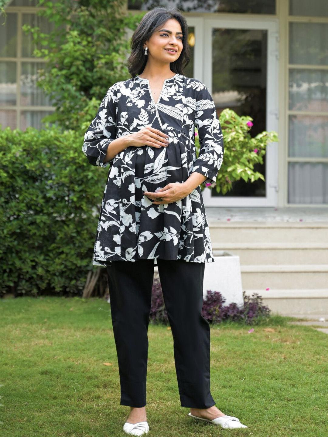 Aujjessa Women Cotton Maternity Feeding Top