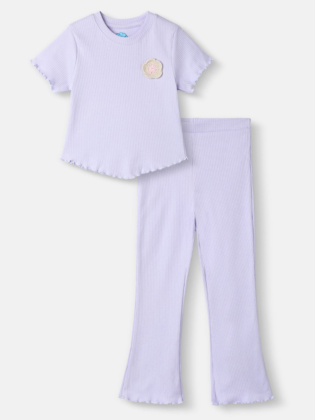 Nauti Nati Girls Crochet Patch Top With Trousers