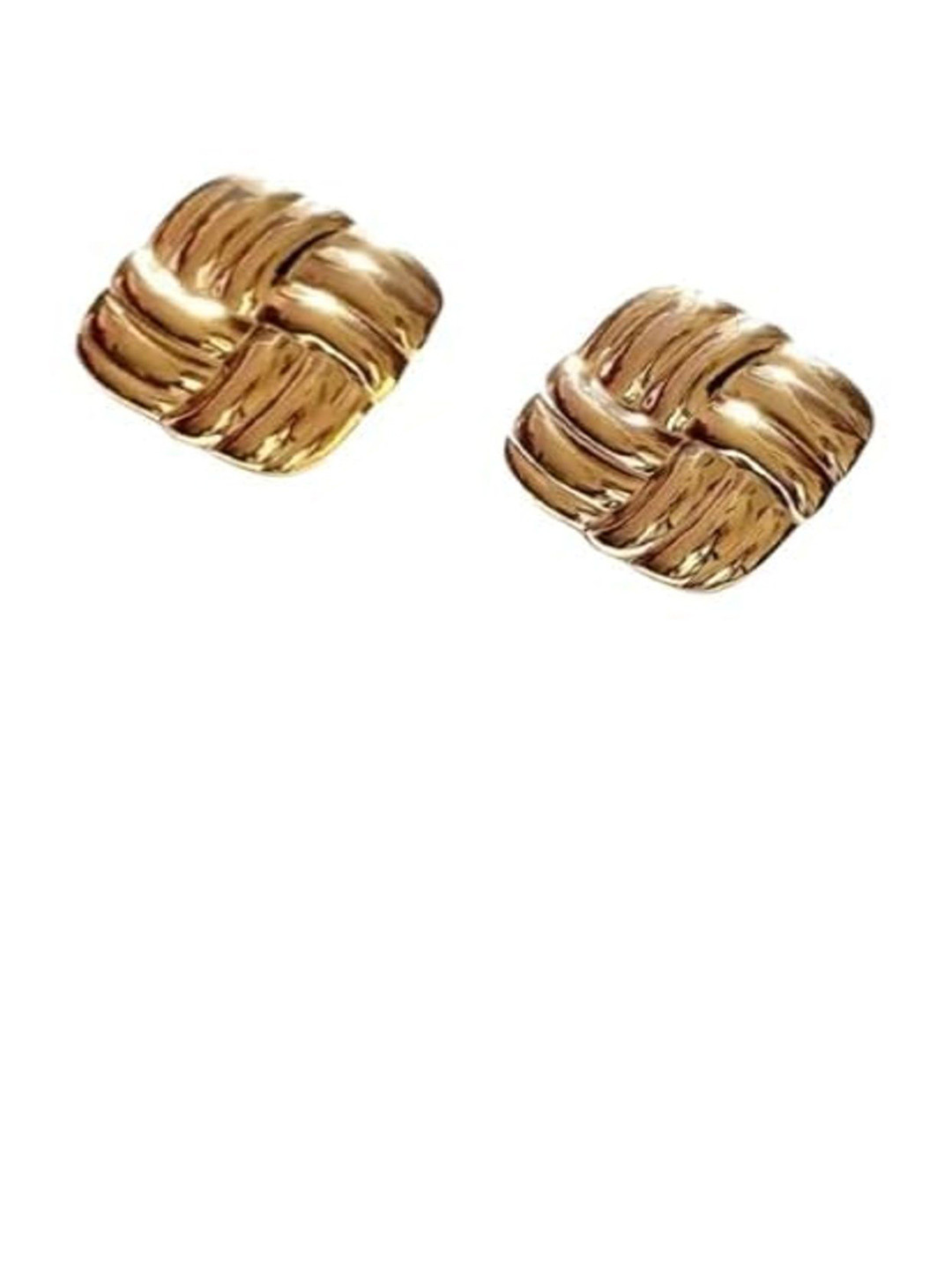 Beauty Flow Gold-Plated Stainless Steel Square Shaped Studs