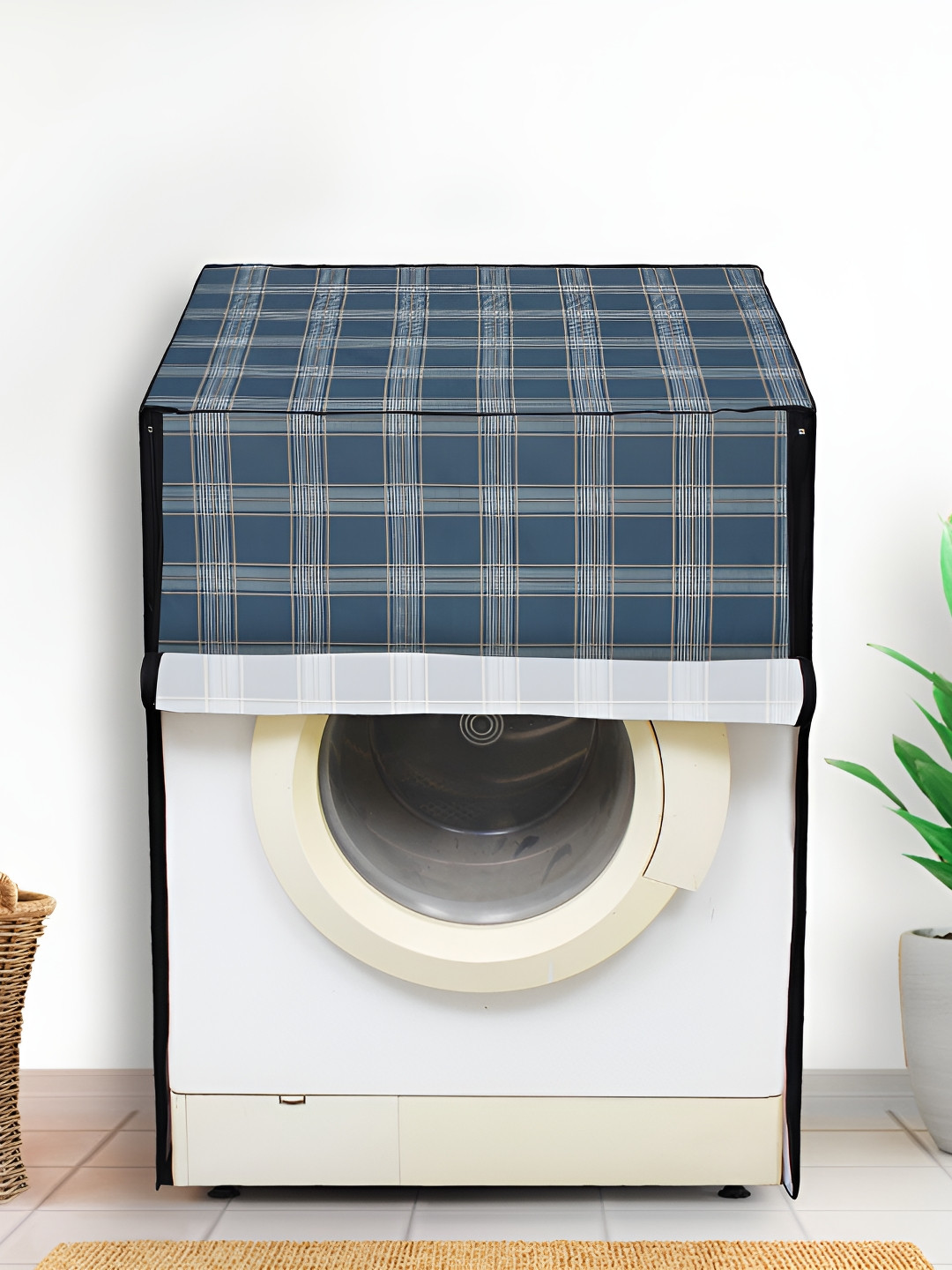 DREAM CARE Blue & White Printed Front Loading Washing Machine Cover