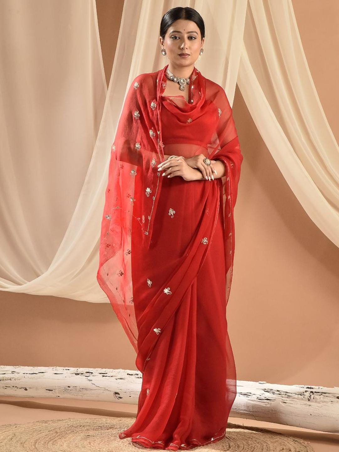 sutra attire Gotta Patti Pure Chiffon Designer Saree