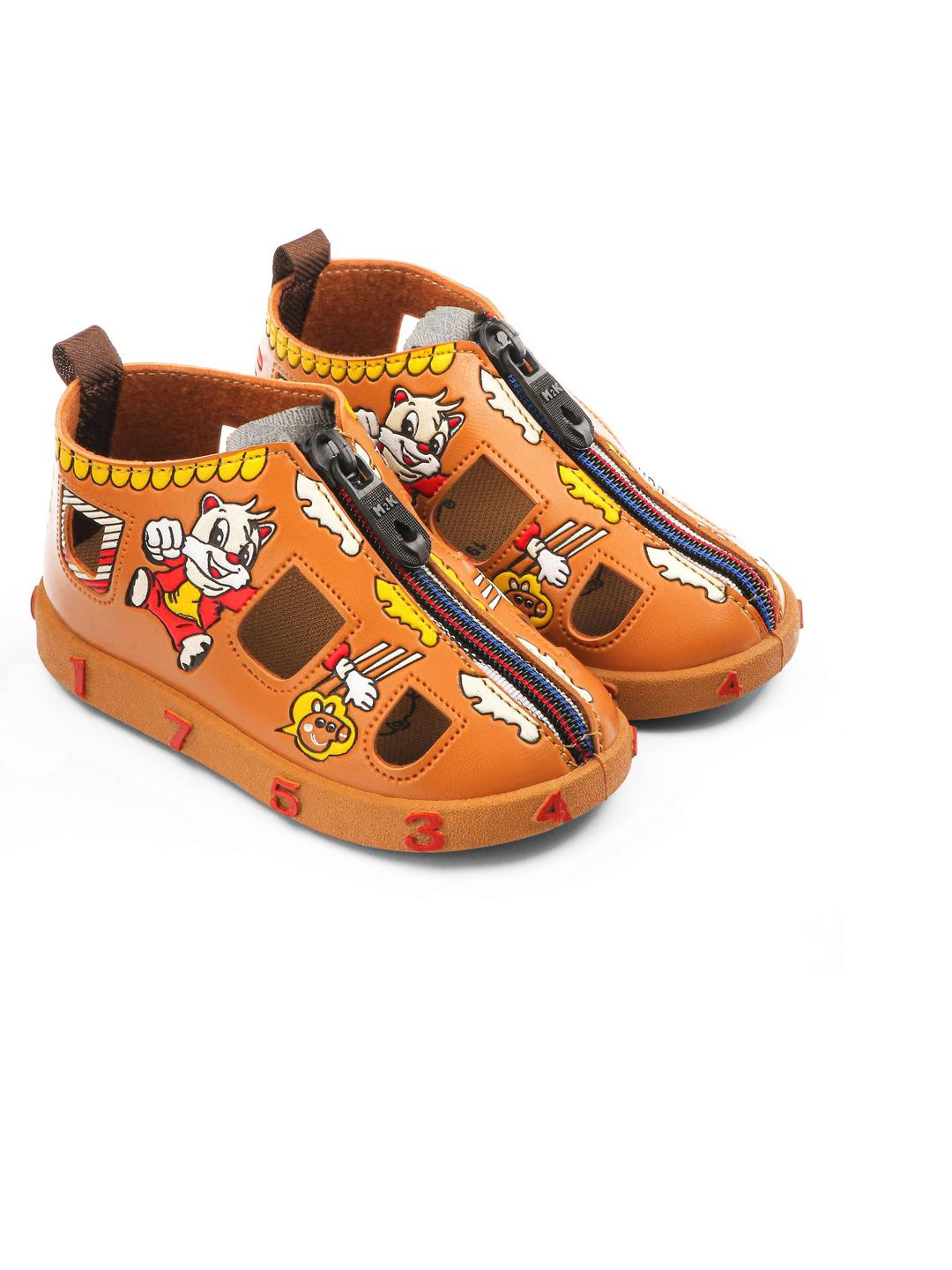 ROTATION Kids Boys Tan Zip Shoe-Style Sandals