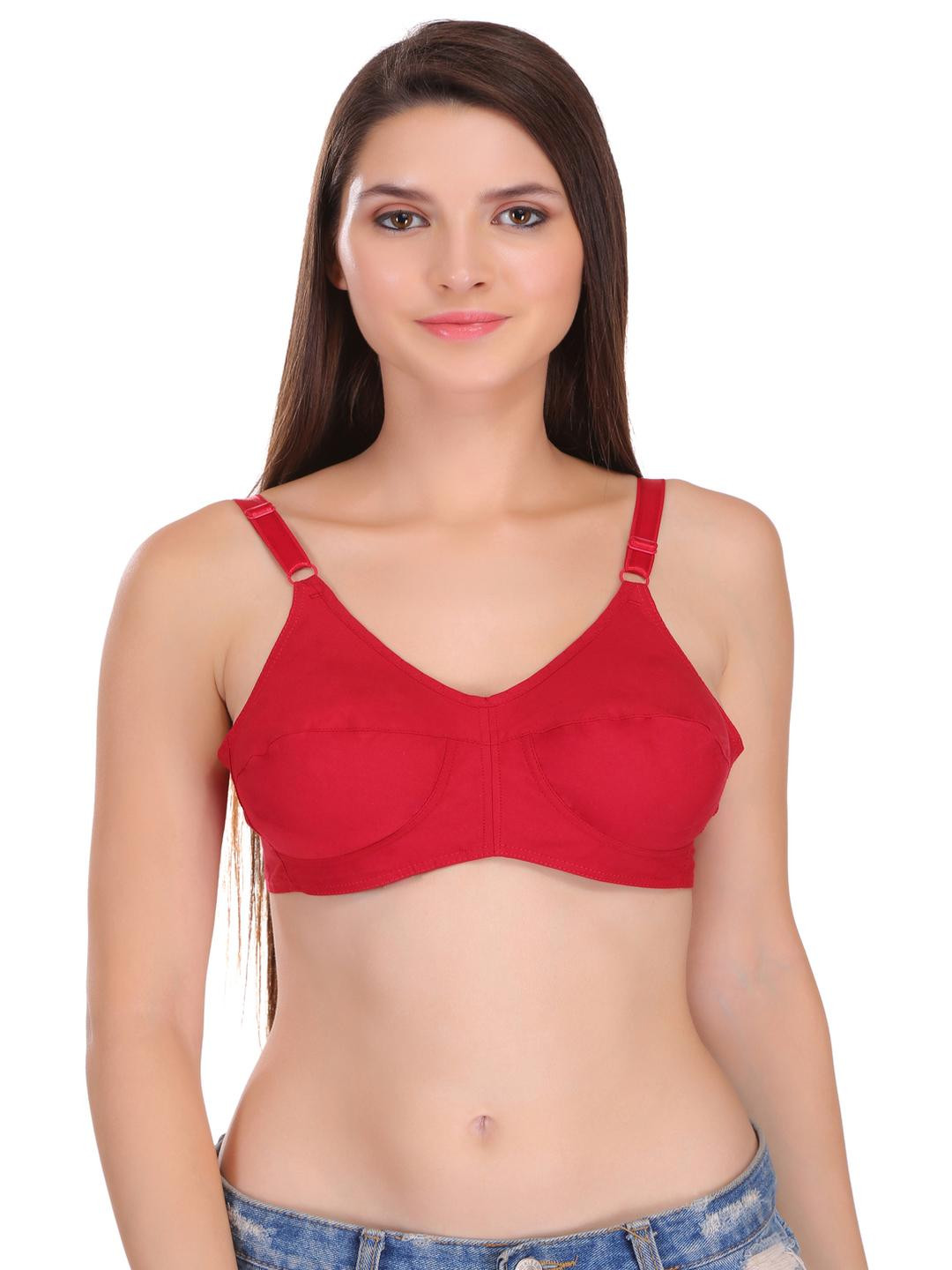 FEATHER LINE 1PC Women Red Cotton Full Coverage Bra