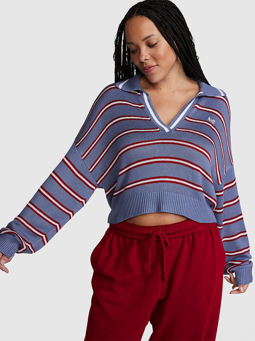 Victoria's Secret Women Striped Crop Cardigan