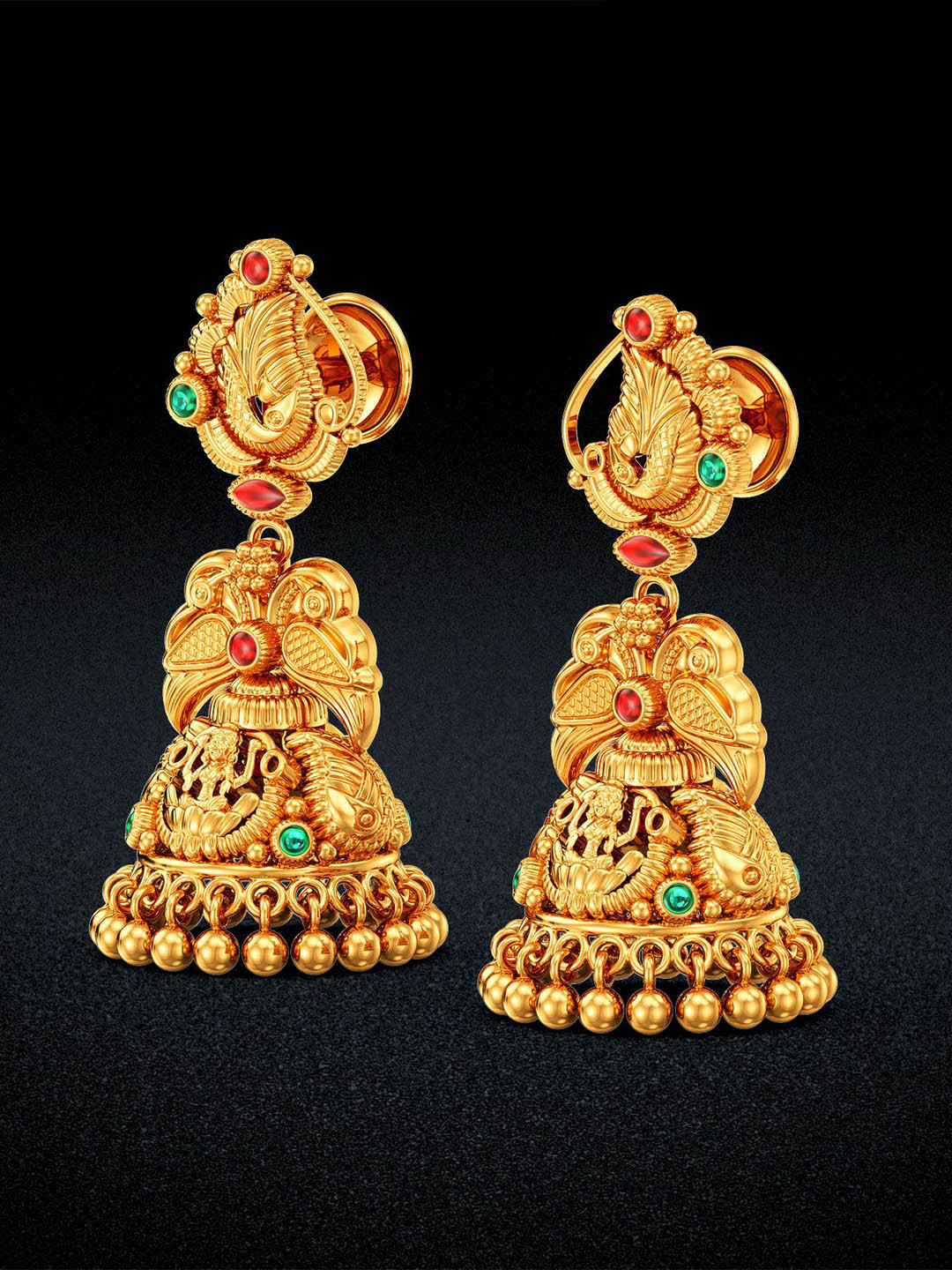 Joyalukkas Regal Lakshmi Leaf Gold Jhumkas- 9.28 gms