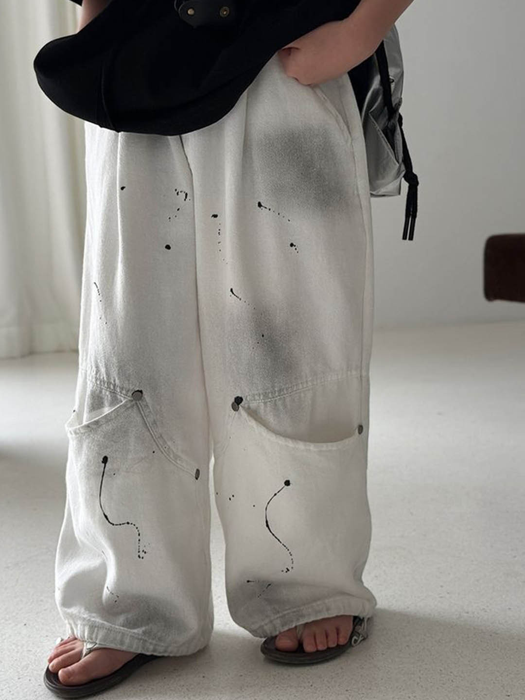 LULU & SKY Boys Abstract Printed High-Rise Cargo Styles Parachute Trousers