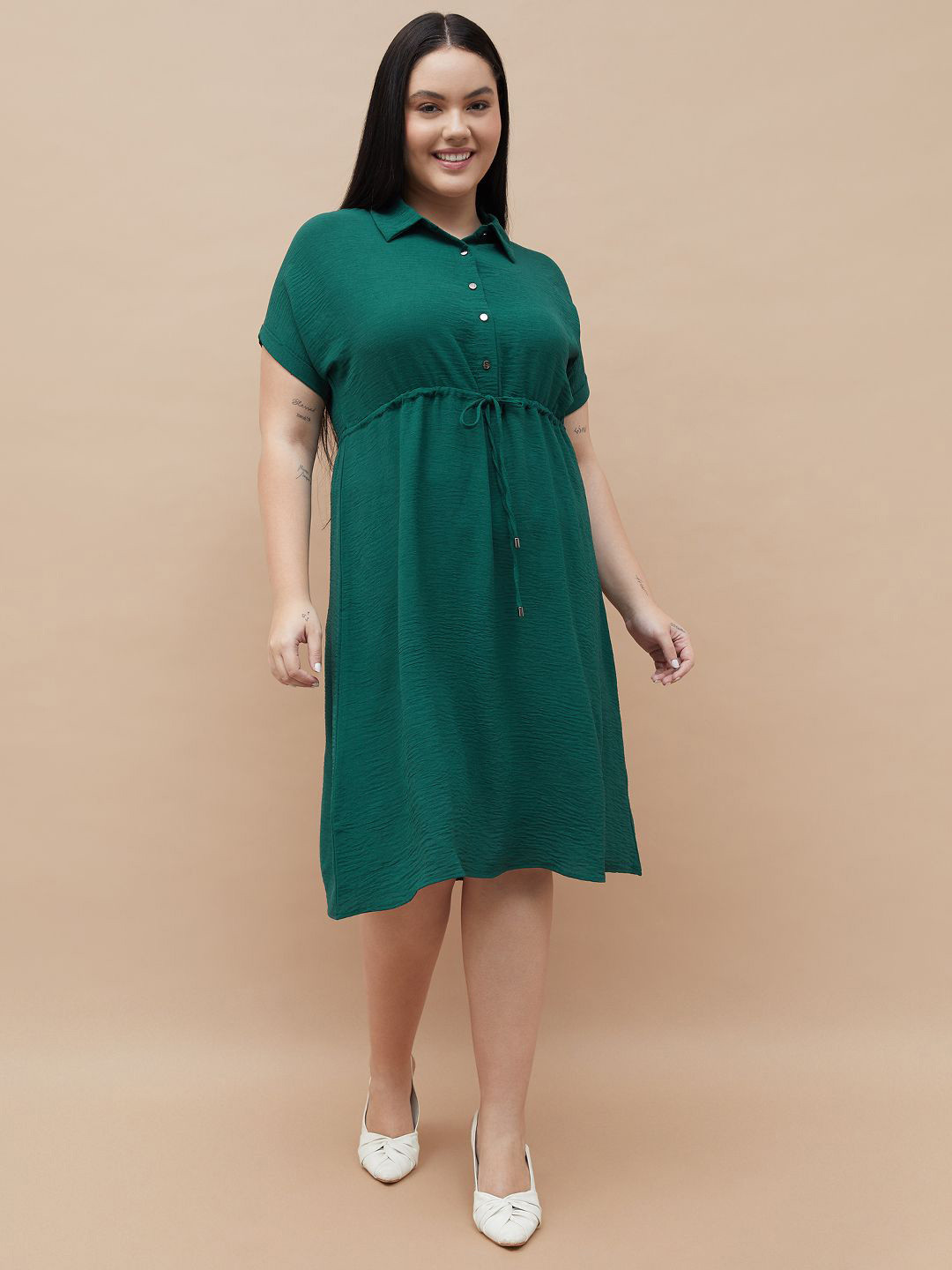 Nexus by Lifestyle Women Short Sleeves Shirt Plus Size Mini Dress