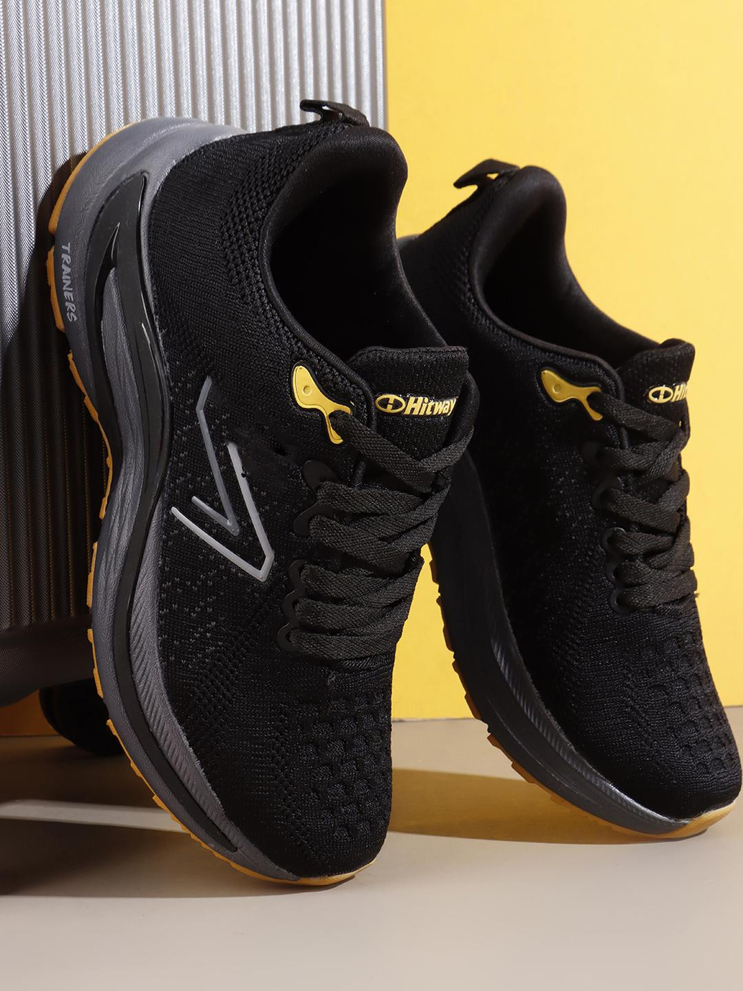 HITWAY Black Non-Marking Mesh Walking Sports Shoes